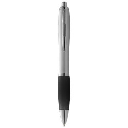 Stylo bille Nash corps argenté grip coloré encre bleue
